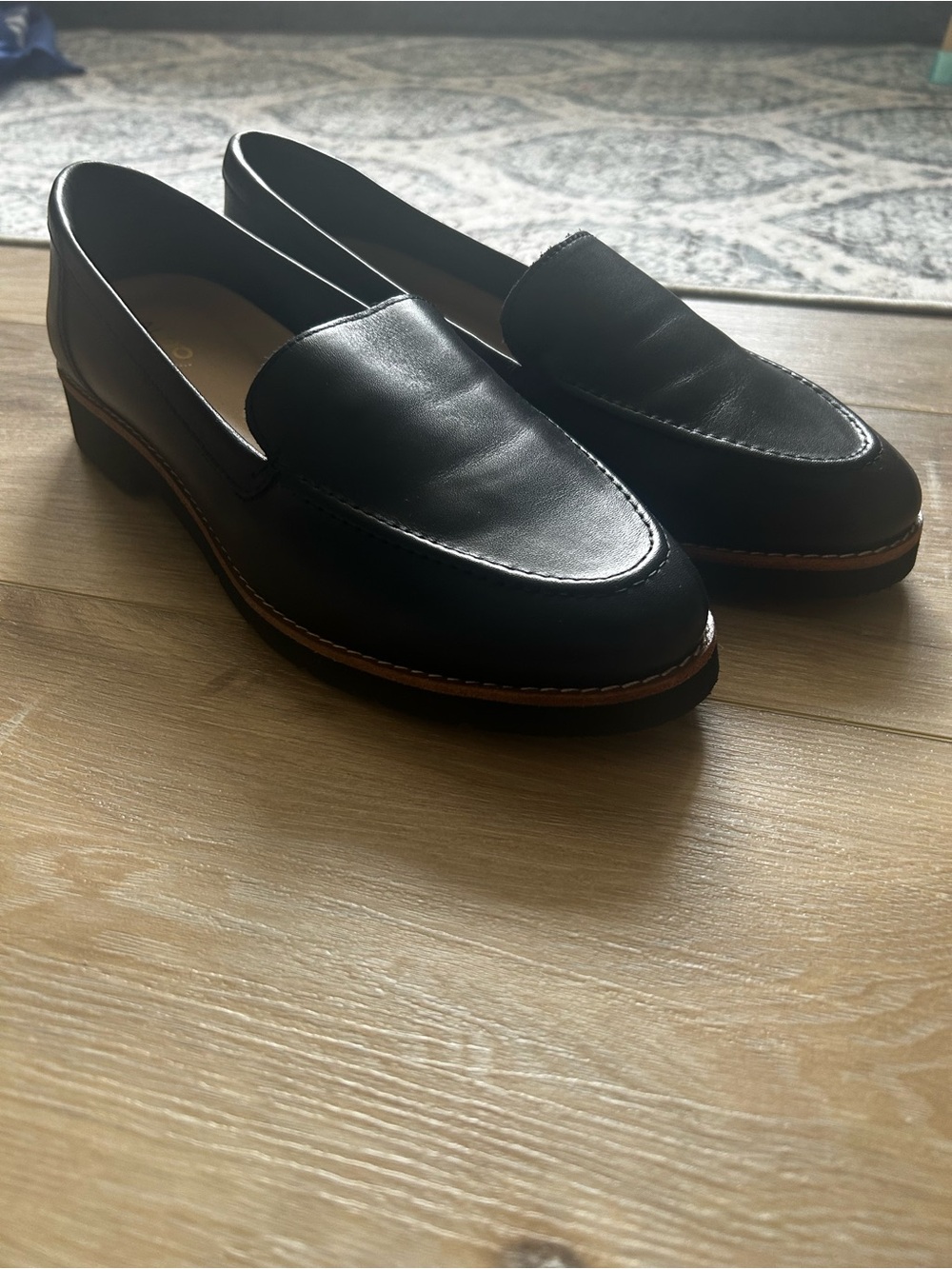 Aldo Black Leather Women's Slip-On Loafers